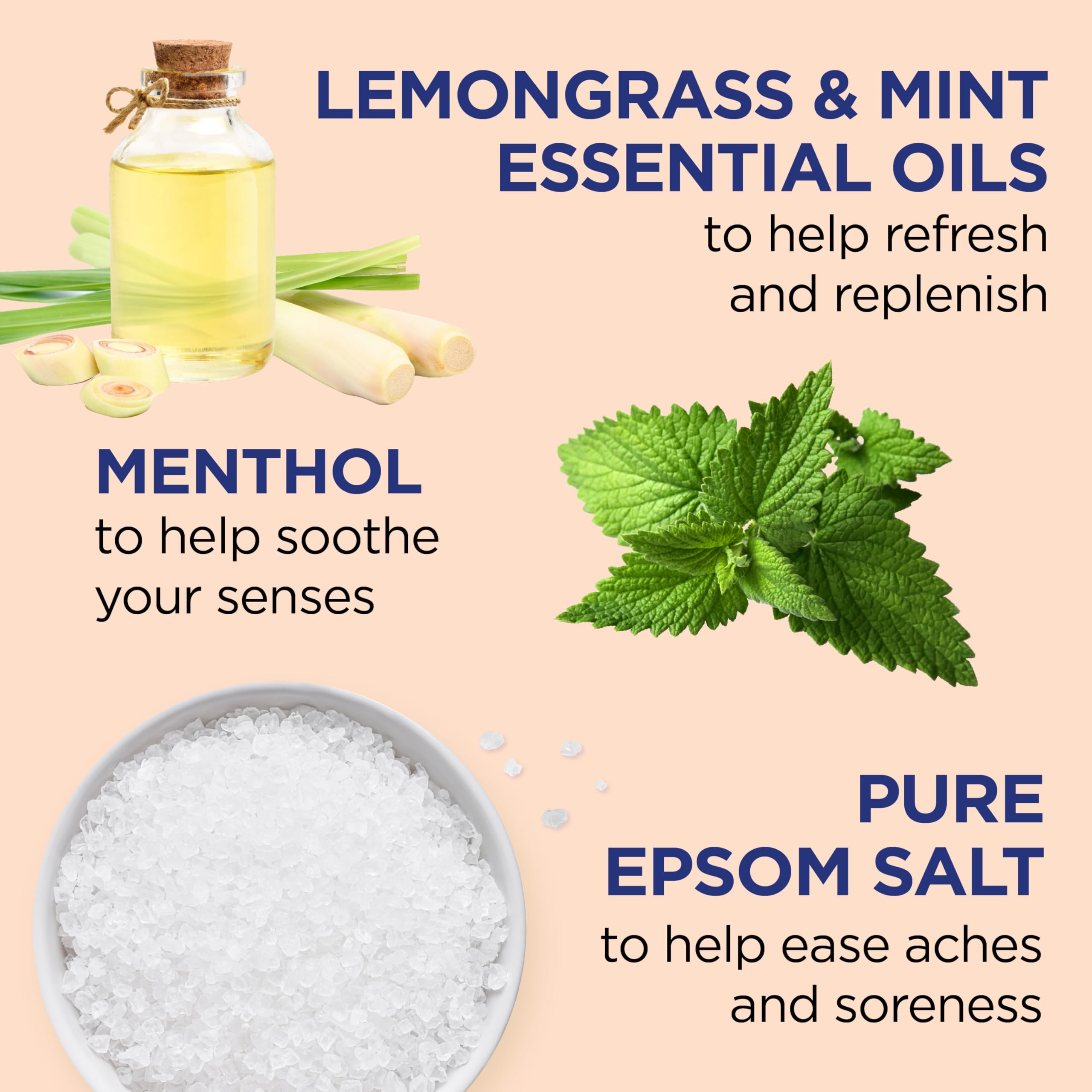 Dr Teal's Epsom Salt Magnesium Soak, Pre & Post Workout with Menthol & Essential Oils, 3 lbs